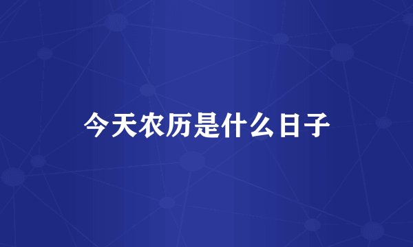 今天农历是什么日子