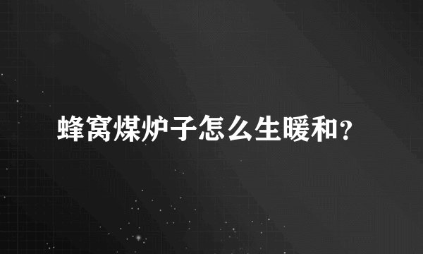 蜂窝煤炉子怎么生暖和？