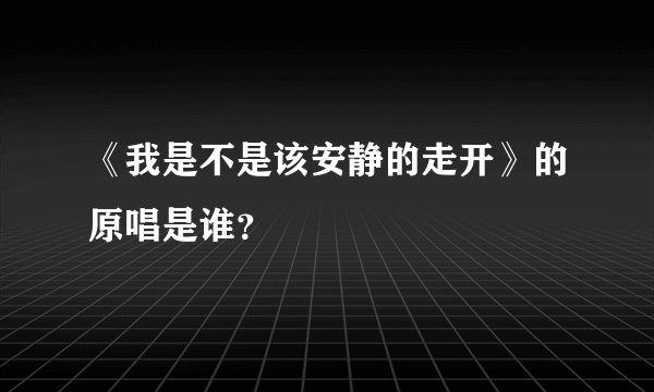 《我是不是该安静的走开》的原唱是谁？