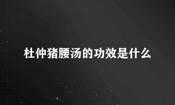 杜仲猪腰汤的功效是什么