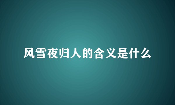 风雪夜归人的含义是什么