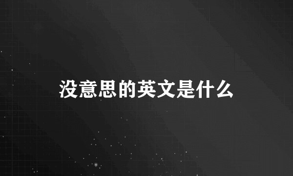 没意思的英文是什么