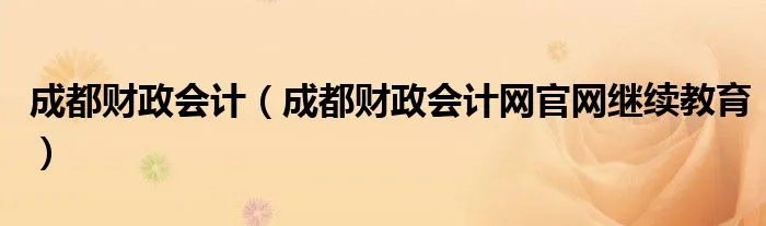 成都财政会计（成都财政会计网官网继续教育）