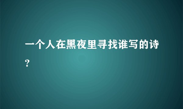 一个人在黑夜里寻找谁写的诗？