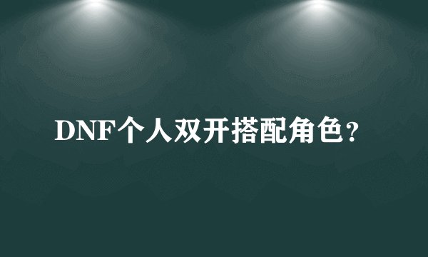 DNF个人双开搭配角色？