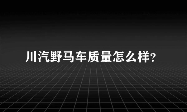 川汽野马车质量怎么样？