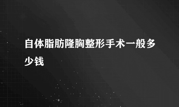 自体脂肪隆胸整形手术一般多少钱