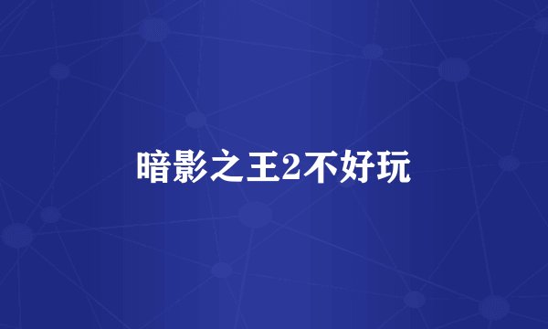暗影之王2不好玩