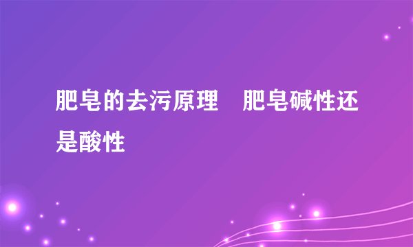 肥皂的去污原理 肥皂碱性还是酸性