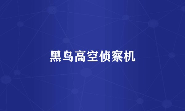 黑鸟高空侦察机