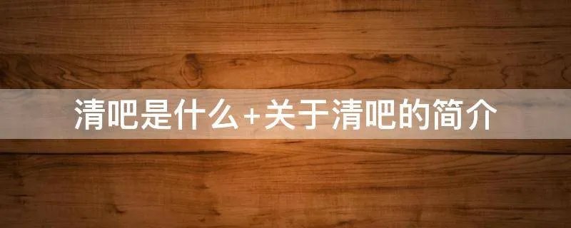 清吧是什么 关于清吧的简介