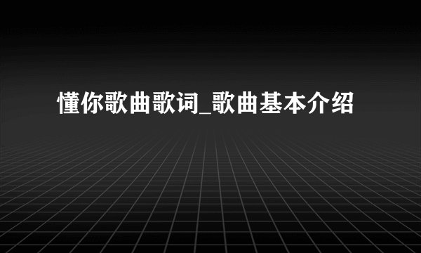 懂你歌曲歌词_歌曲基本介绍