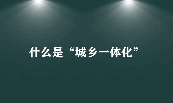 什么是“城乡一体化”