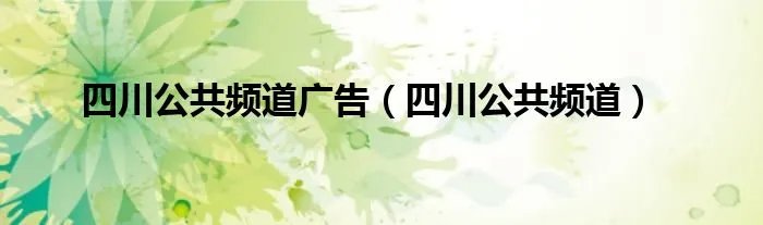 四川公共频道广告（四川公共频道）