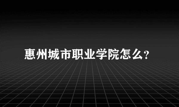 惠州城市职业学院怎么？