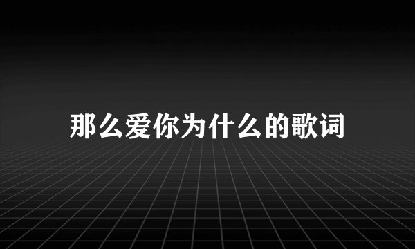 那么爱你为什么的歌词