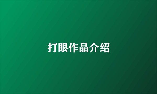 打眼作品介绍
