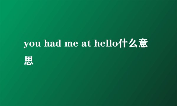 you had me at hello什么意思