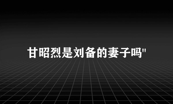 甘昭烈是刘备的妻子吗