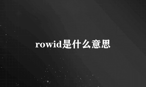 rowid是什么意思