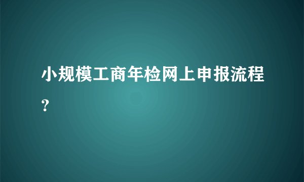 小规模工商年检网上申报流程？