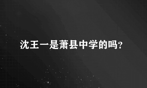 沈王一是萧县中学的吗？