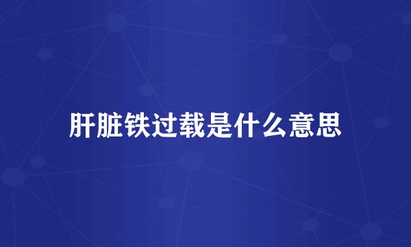 肝脏铁过载是什么意思