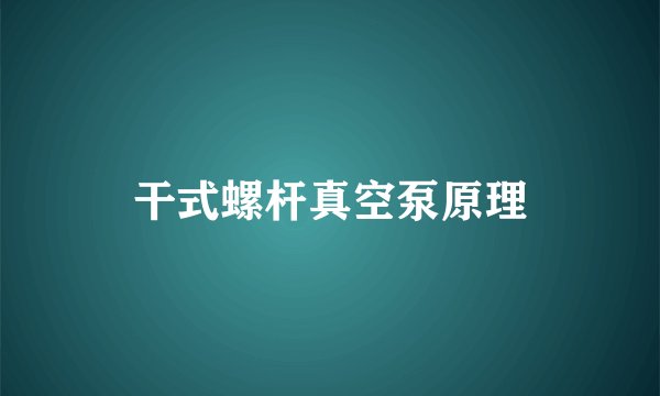 干式螺杆真空泵原理