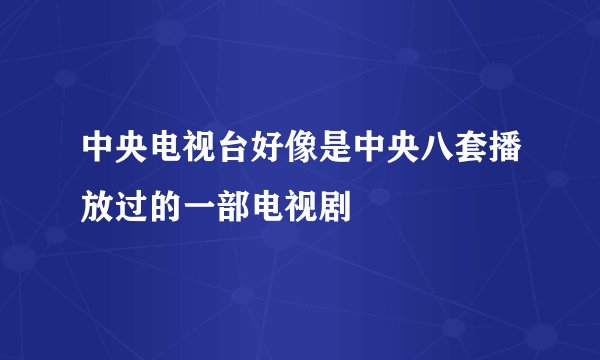 中央电视台好像是中央八套播放过的一部电视剧
