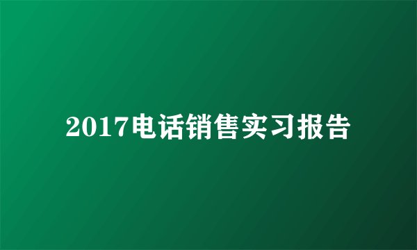 2017电话销售实习报告