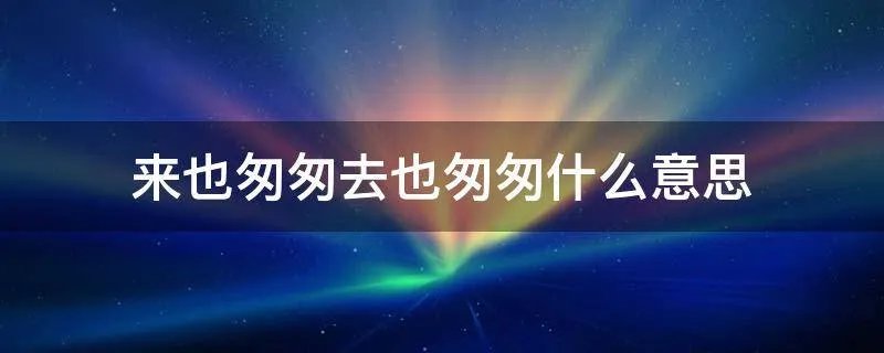 来也匆匆去也匆匆什么意思