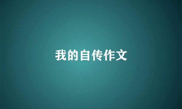 我的自传作文
