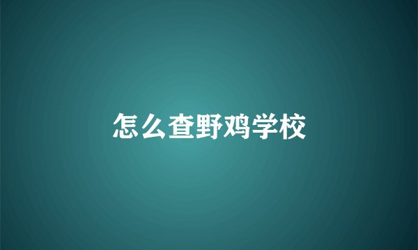 怎么查野鸡学校