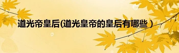 道光帝皇后(道光皇帝的皇后有哪些）