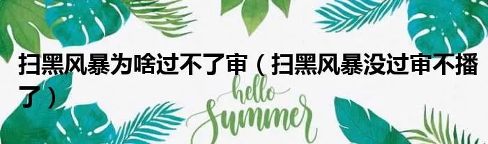扫黑风暴为啥过不了审（扫黑风暴没过审不播了）