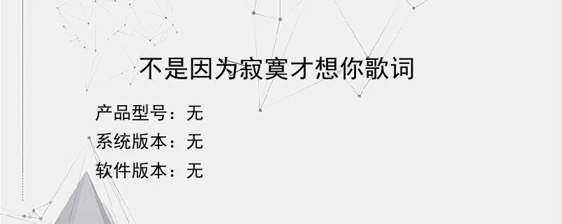 不是因为寂寞才想你歌词?