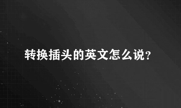 转换插头的英文怎么说？
