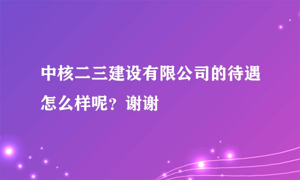 中核二三建设有限公司的待遇怎么样呢?谢谢