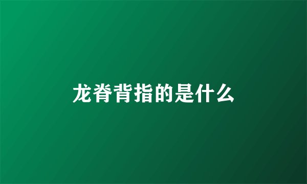 龙脊背指的是什么