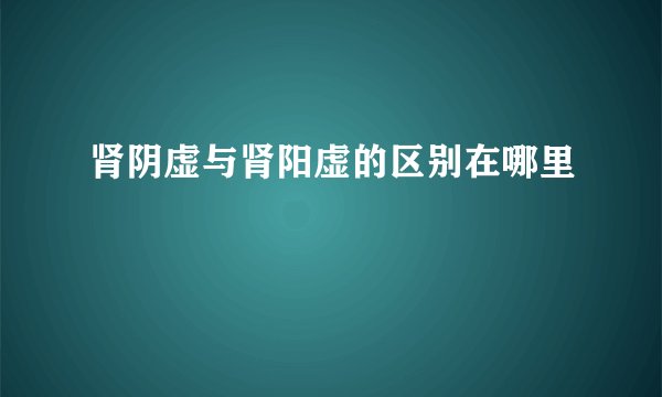 肾阴虚与肾阳虚的区别在哪里