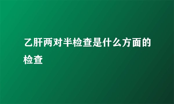 乙肝两对半检查是什么方面的检查