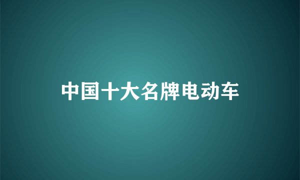 中国十大名牌电动车