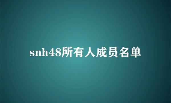 snh48所有人成员名单