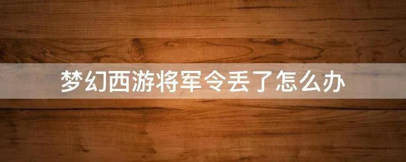 梦幻西游将军令丢了怎么办