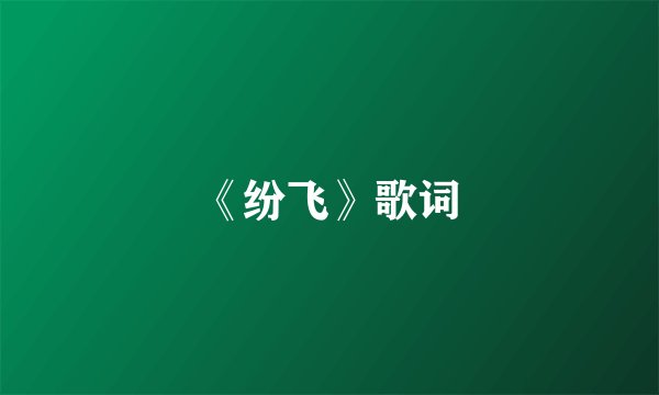 《纷飞》歌词