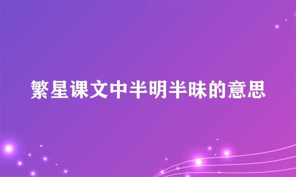 繁星课文中半明半昧的意思