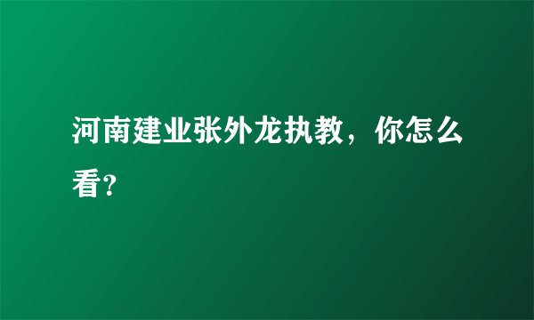 河南建业张外龙执教,你怎么看?