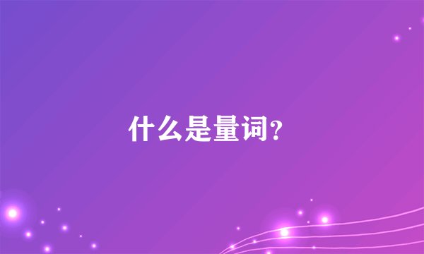 什么是量词？