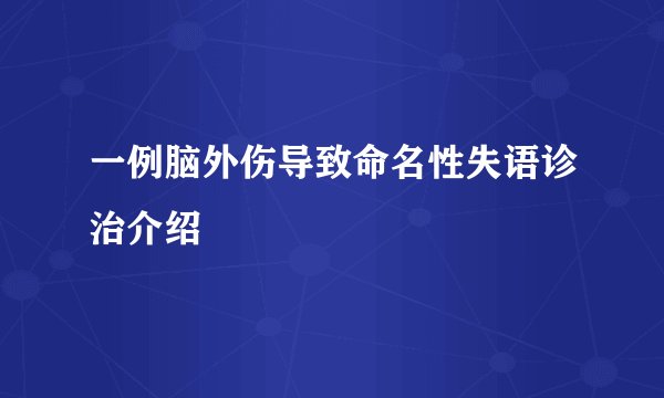 一例脑外伤导致命名性失语诊治介绍