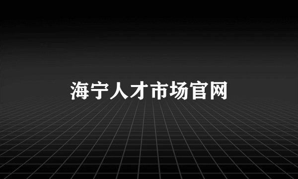 海宁人才市场官网